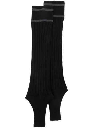 Shop Durazzi Milano Fingerless Ribbed-knit Gloves In Black