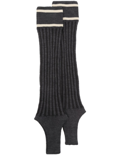 Shop Durazzi Milano Fingerless Ribbed-knit Gloves In Grey