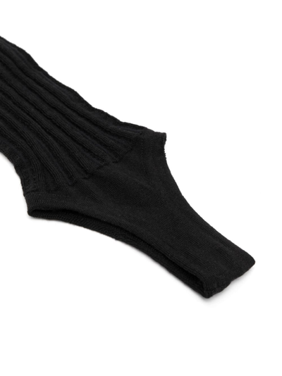 Shop Durazzi Milano Fingerless Ribbed-knit Gloves In Black