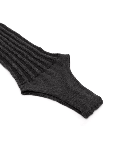 Shop Durazzi Milano Fingerless Ribbed-knit Gloves In Grey