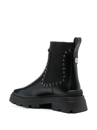 Shop Jimmy Choo Veronique Crystal-embellished Leather Boots In Black