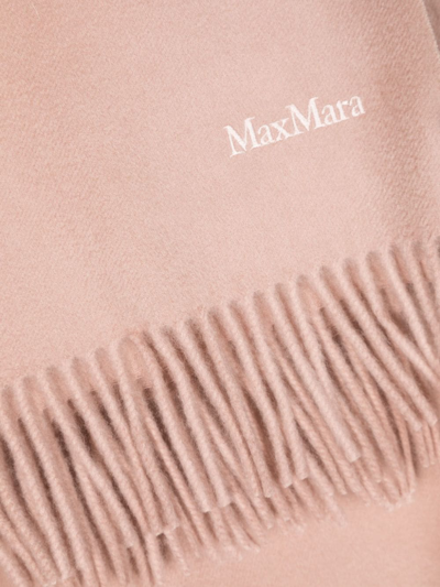 Shop Max Mara Logo-embroidered Cashmere Scarf In Pink