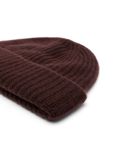 Shop Yves Salomon Ribbed Wool-cashmere Beanie In Brown