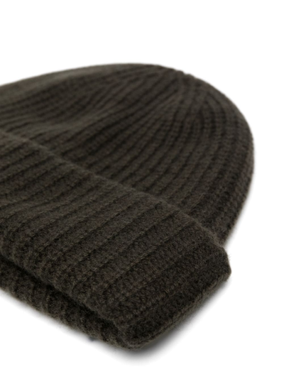 Shop Yves Salomon Ribbed Wool-cashmere Beanie In Green