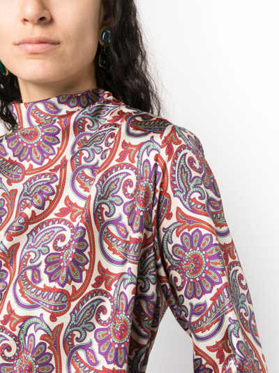 Shop Alberto Biani Paisley-print Silk Blouse In Purple