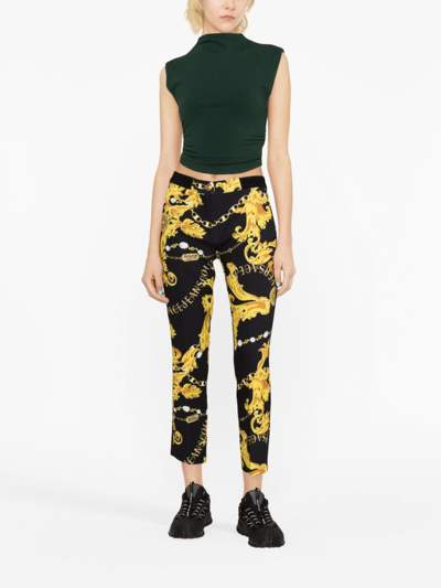 Shop Versace Jeans Couture Logo Couture-print Trousers In Black