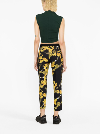 Shop Versace Jeans Couture Logo Couture-print Trousers In Black