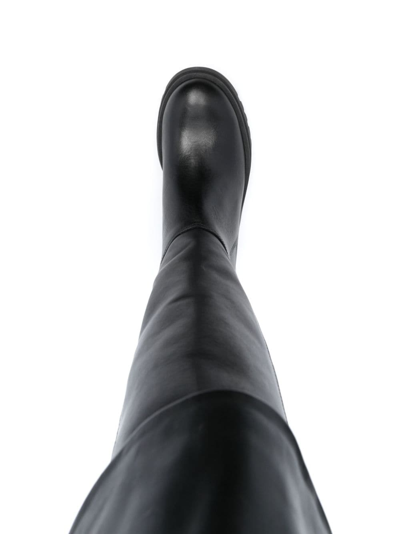 Shop P.a.r.o.s.h Folded Leather Boots In Black