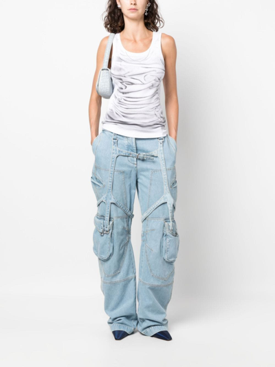 Off-white High-rise Denim Cargo Pants In Blue