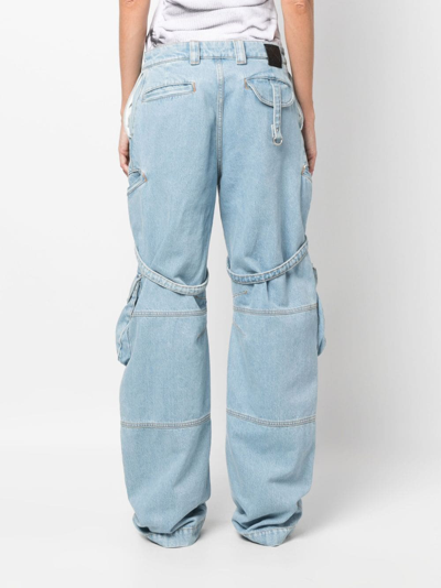 Shop Off-white Bleach Cargo Wide-leg Jeans In Blue