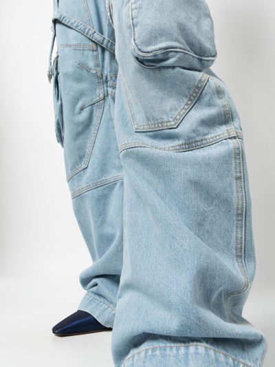 Shop Off-white Bleach Cargo Wide-leg Jeans In Blue