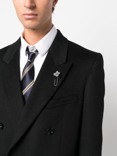 Shop Lardini Peak-lapels Double-breasted Coat In Black