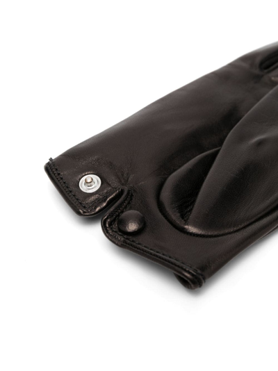 Shop Durazzi Milano Press-stud Leather Gloves In Black