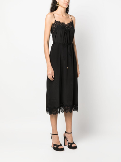Shop Zimmermann Chantilly-lace Midi Dress In Black