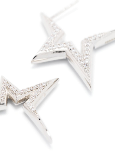 Shop Ferragamo Crystal-embellished Star Post Earrings In Silver