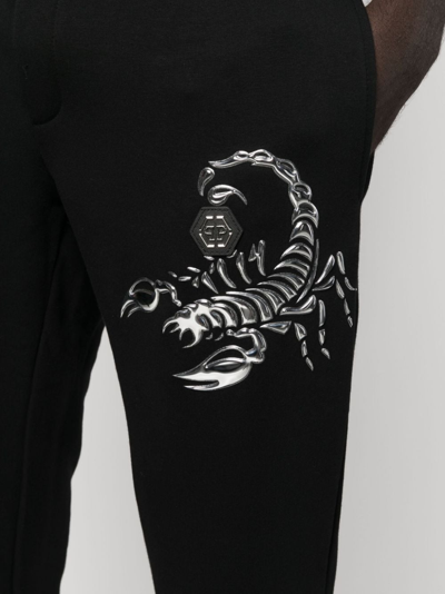 Philipp Plein Graphic-detail Tapered Track Pants In Black