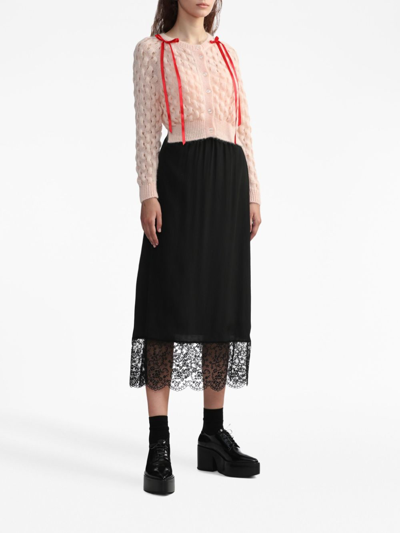 Shop Simone Rocha Lace-trim Midi Skirt In Black