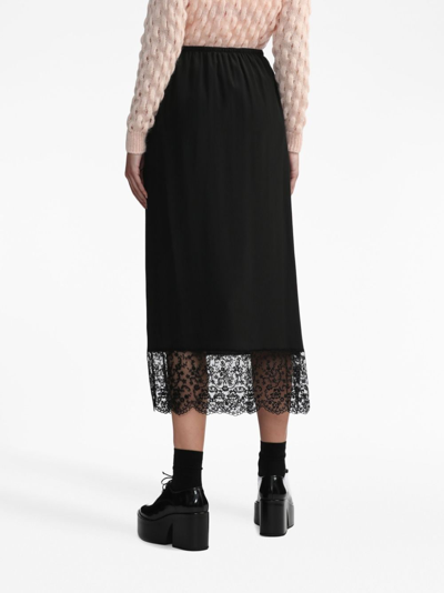 Shop Simone Rocha Lace-trim Midi Skirt In Black