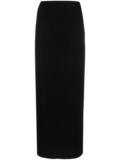 Shop Norma Kamali Side-slit Midi Skirt In Black