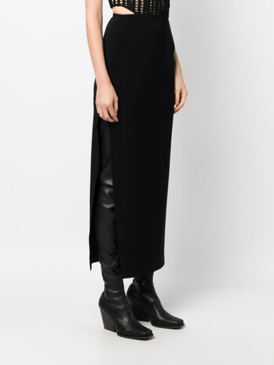 Shop Norma Kamali Side-slit Midi Skirt In Black