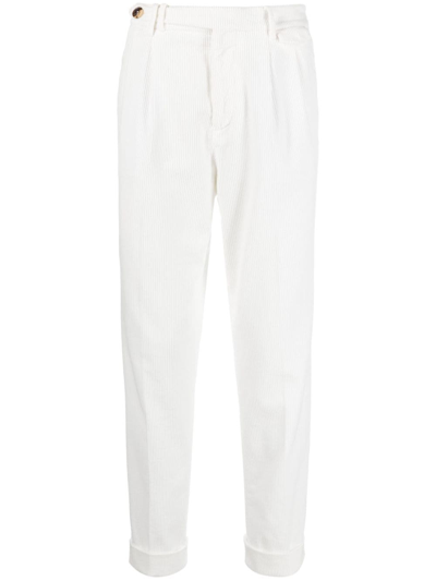 Shop Brunello Cucinelli Corduroy Straight-leg Trousers In White