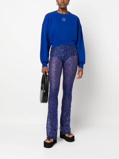 Shop Coperni Corded-lace Flared Trousers In Blue
