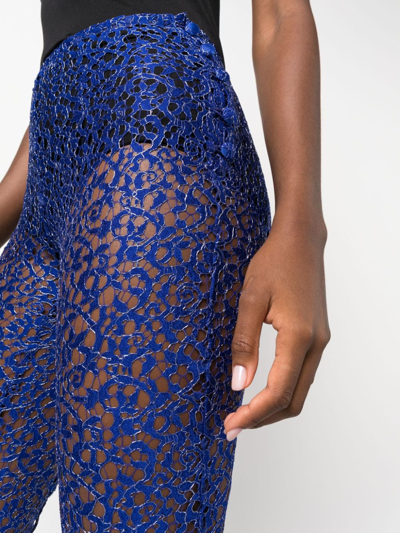 Coperni Lace Flared Trousers In Blue
