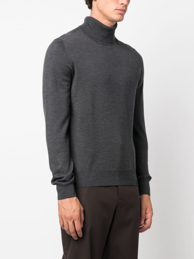 Shop Fay Roll-neck Wool Jumper In Grey