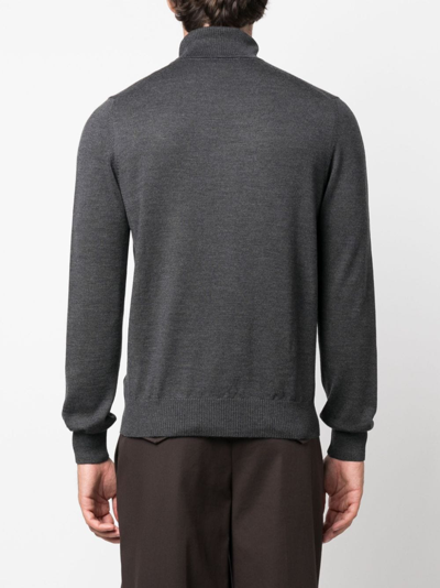 Shop Fay Roll-neck Wool Jumper In Grey