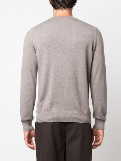 Shop Fay Crew-neck Wool Jumper In Neutrals