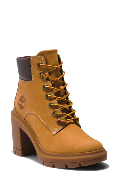 Shop Timberland Allington Heights Block Heel Boot In Wheat Nubuck