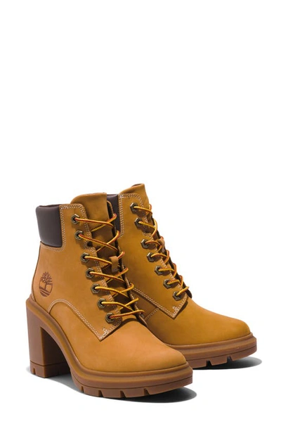 Shop Timberland Allington Heights Block Heel Boot In Wheat Nubuck