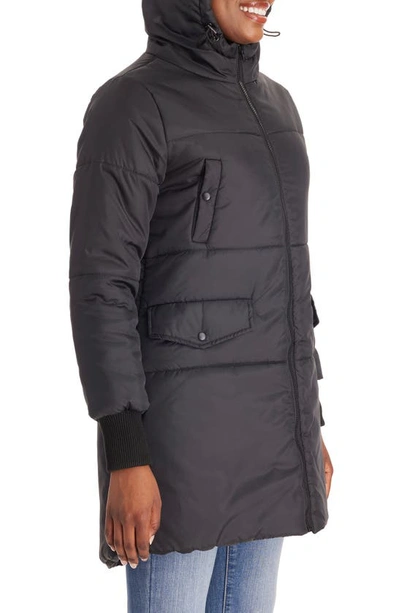 Shop Modern Eternity 3-in-1 Hooded Maternity Puffer Jacket In Black