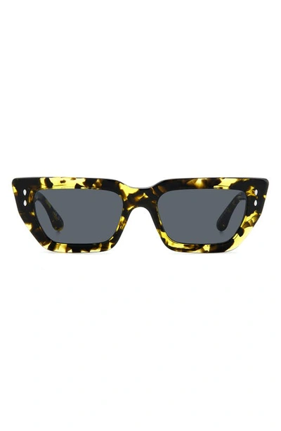 Shop Isabel Marant 54mm Rectangular Sunglasses In Yellow Havana/ Grey