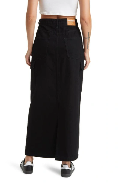 Shop Something New Denim Maxi Skirt In Black