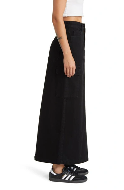 Shop Something New Denim Maxi Skirt In Black