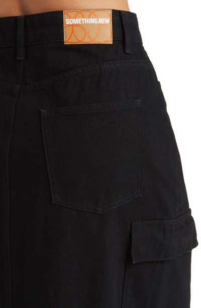 Shop Something New Denim Maxi Skirt In Black