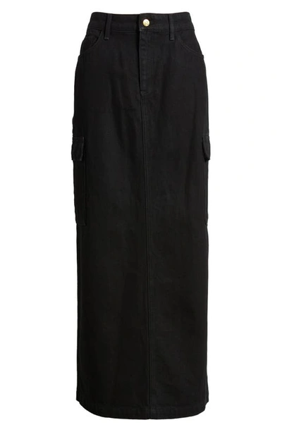Shop Something New Denim Maxi Skirt In Black