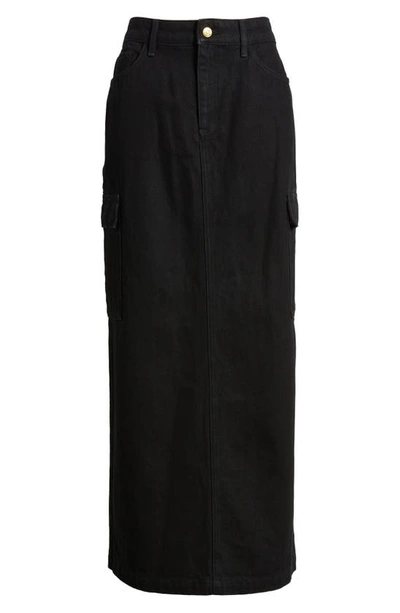 Something New Denim Maxi Skirt In Black