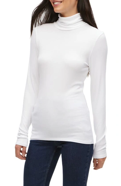Shop Michael Stars Gail Ribbed Turtleneck Top In White