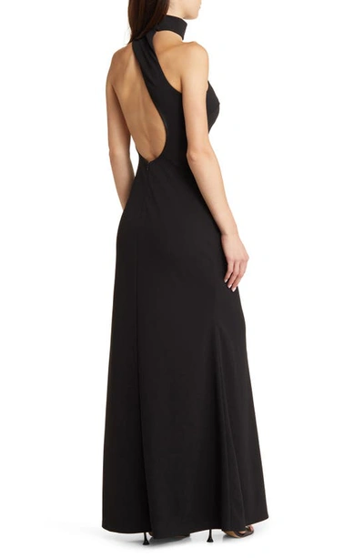 Shop Lulus Keep It Interesting Mock Neck One-shoulder Gown In Black