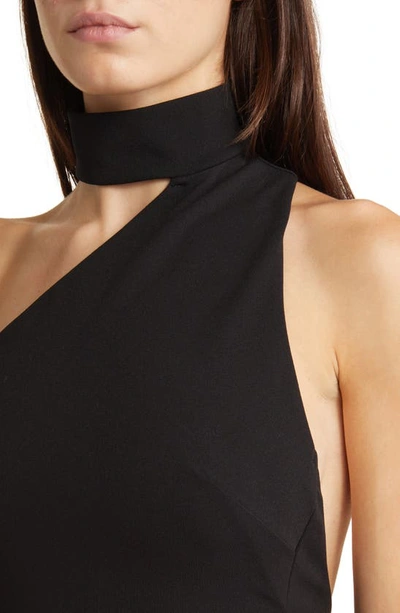 Shop Lulus Keep It Interesting Mock Neck One-shoulder Gown In Black