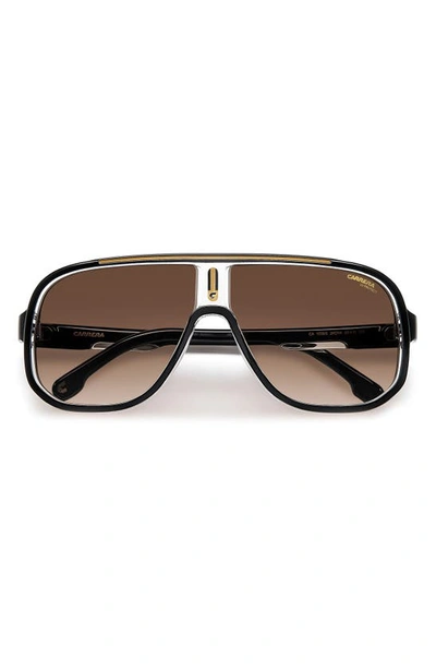 Shop Carrera Eyewear 63mm Oversize Rectangular Navigator Sunglasses In Black Gold/ Brown Gradient