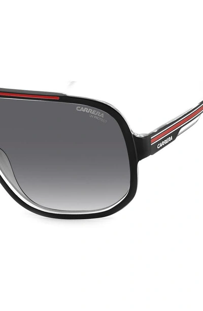 Shop Carrera Eyewear 63mm Oversize Rectangular Navigator Sunglasses In Black Red/ Grey Shaded