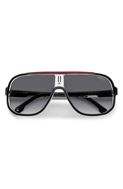 Shop Carrera Eyewear 63mm Oversize Rectangular Navigator Sunglasses In Black Red/ Grey Shaded