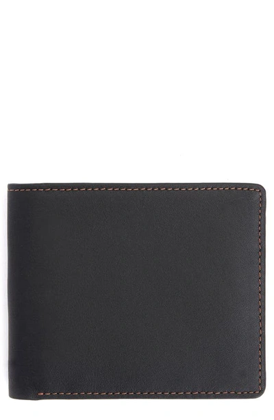 Shop Royce New York Rfid Leather Trifold Wallet In Black/ Tan