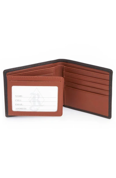 Shop Royce New York Rfid Leather Trifold Wallet In Black/ Tan