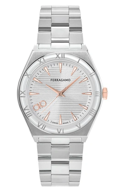 Shop Ferragamo Vega Upper East Bracelet Watch, 40mm In Stainless Steel