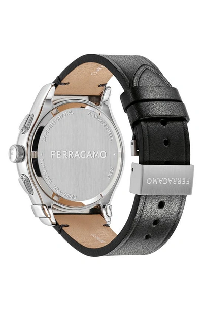 Shop Ferragamo 1927 Chronograph Leather Strap Watch, 42mm In Stainless Steel