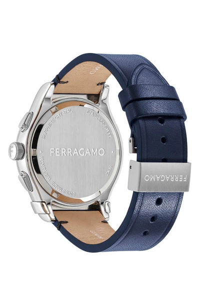 Shop Ferragamo 1927 Chronograph Leather Strap Watch, 42mm In Steel